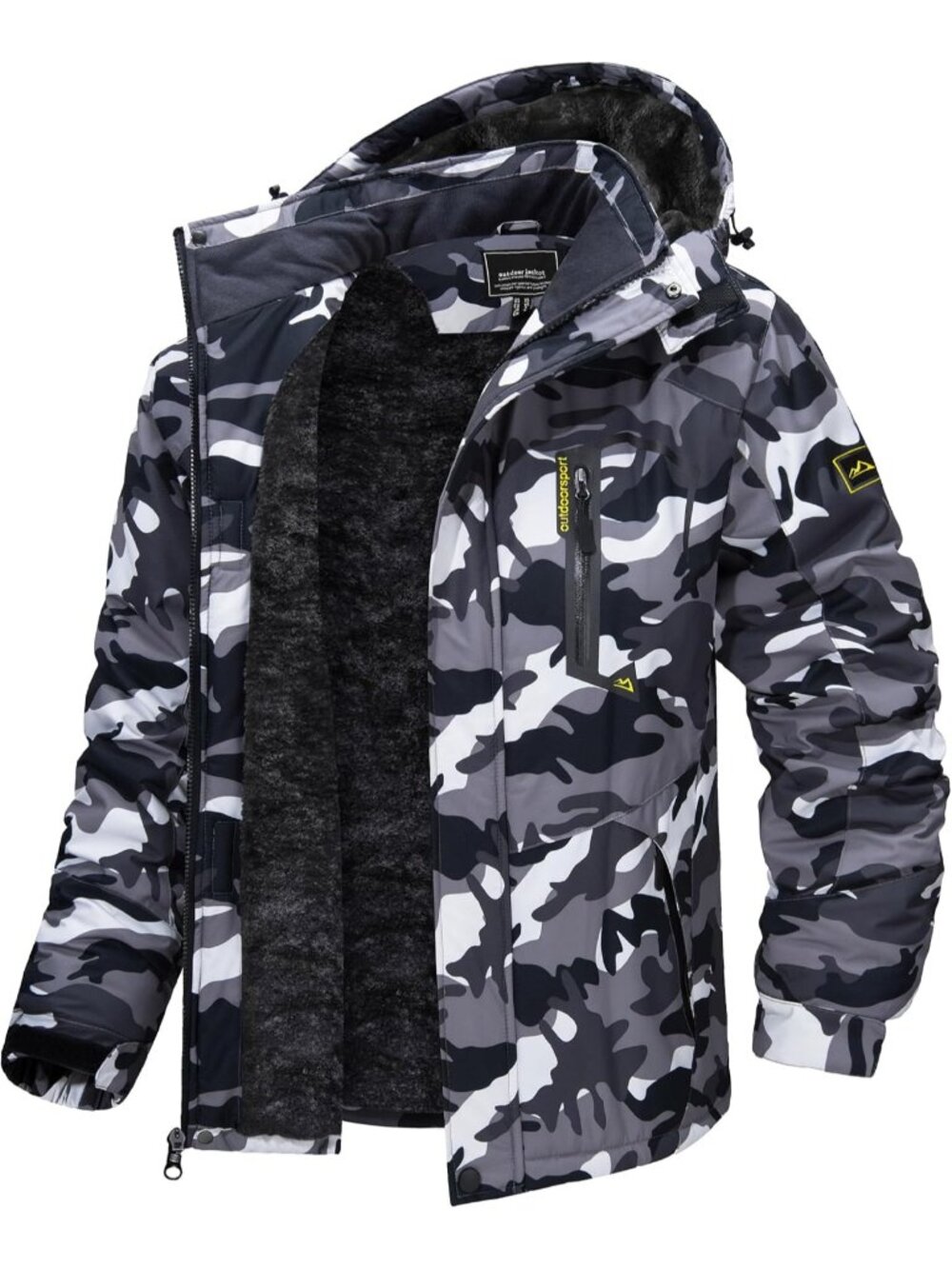 〽️Men's Black White Winter Skiing Waterproof Thermal Windproof Lined Snow Coat